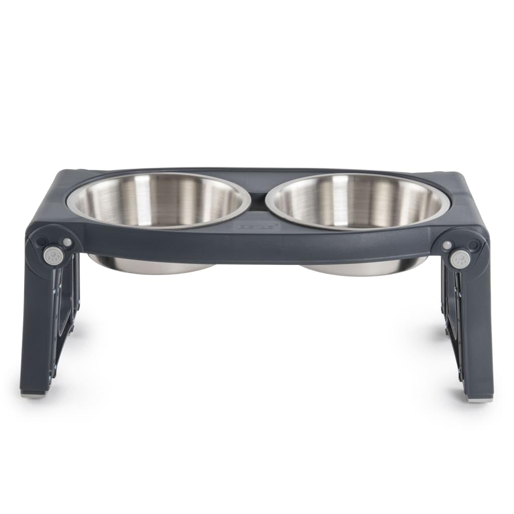 Adjustable Height Double Pet Feeder with Stainless Steel Bowls C5166