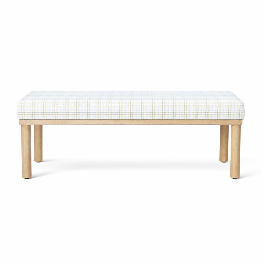 Natural Plaid Woven Fabric Bench H435189