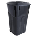 32 Gallon Black Plastic Garbage Can with Attached Lid K684