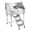 34" Stainless Steel Pet Dog Grooming Bath Tub with Walk-in Stairs F97440