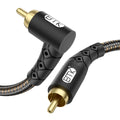 90 Degree RCA Subwoofer Cable 24K Gold-Plated Nylon Braided Double Shielded Black 10ft V1585