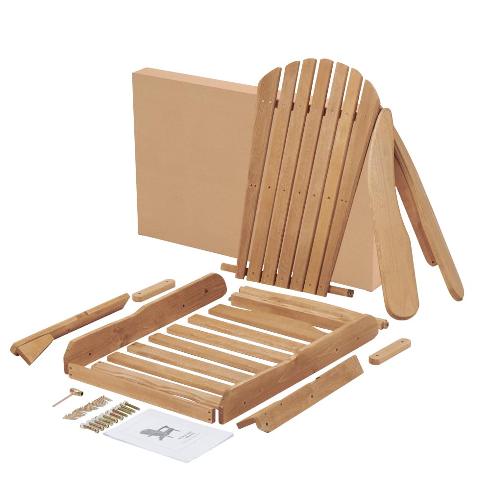 Solid Cedar Wood Folding Adirondack Chair Set of 2 W53861