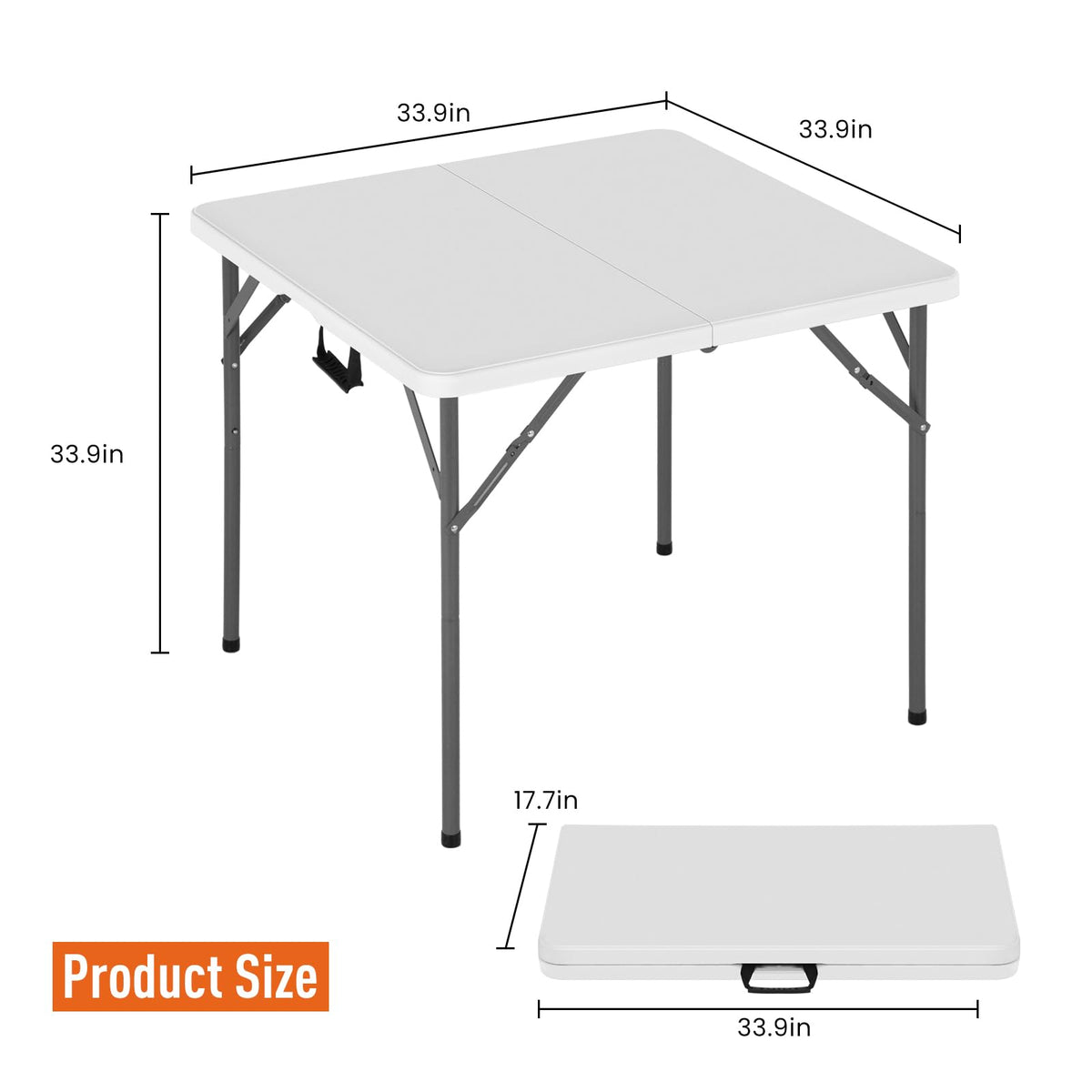 34 Inch Square Folding Table White P465