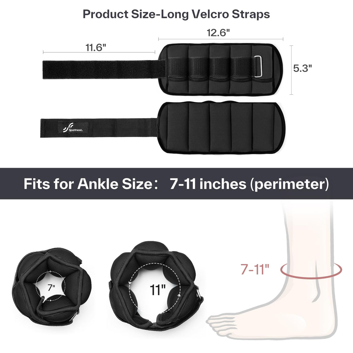 Adjustable Ankle Weights 2-7 lb per Pair Y541