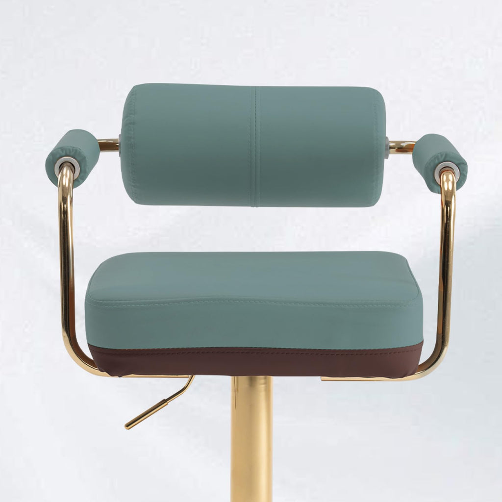 Set of 2 Green Adjustable PU Leather Bar Stools W25272