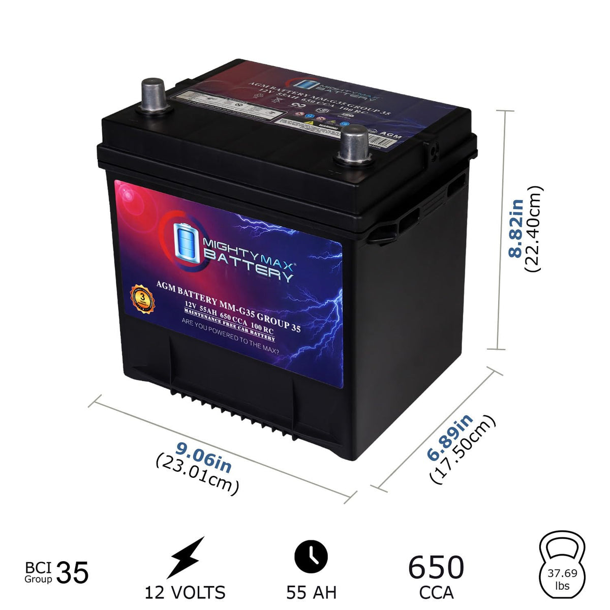 12V 55Ah AGM Replacement Battery D267547