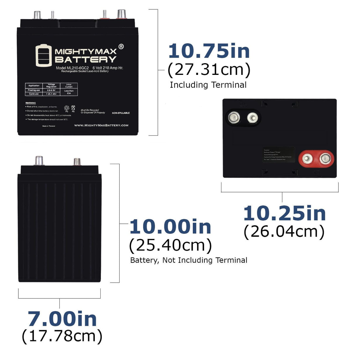 6 Volt 210 AH Rechargeable SLA AGM Battery Z5211