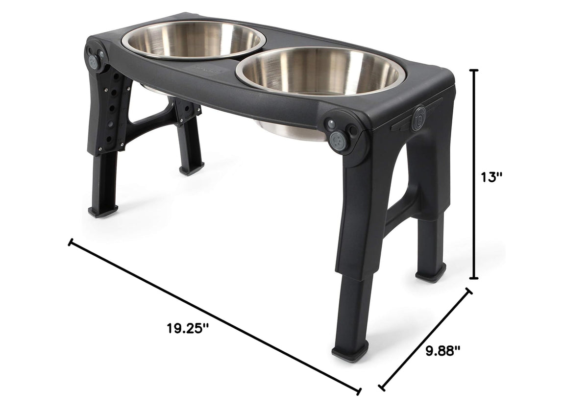 Adjustable Height Double Pet Feeder with Stainless Steel Bowls C5166