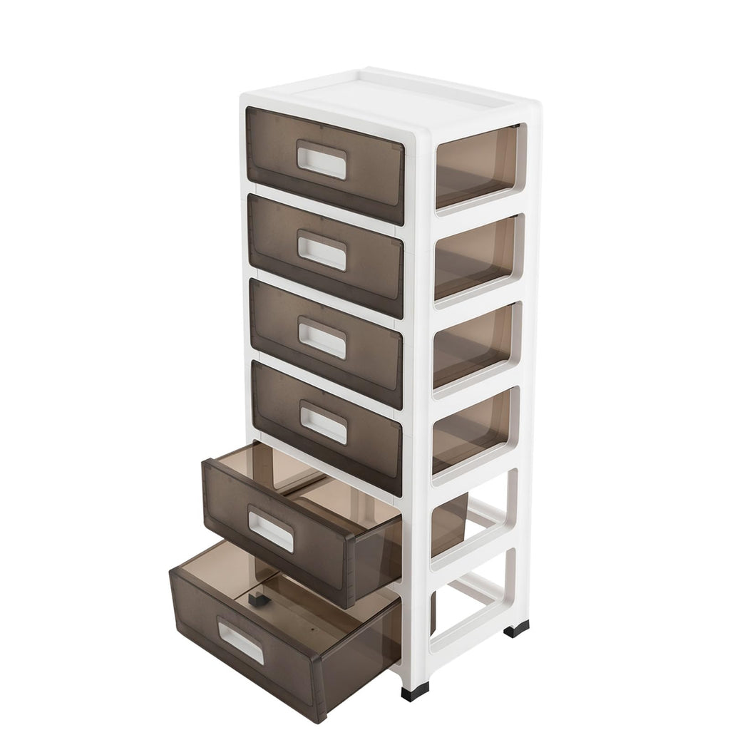 6-Tier Clear Plastic Storage Organizer Cart with Wheels S888120