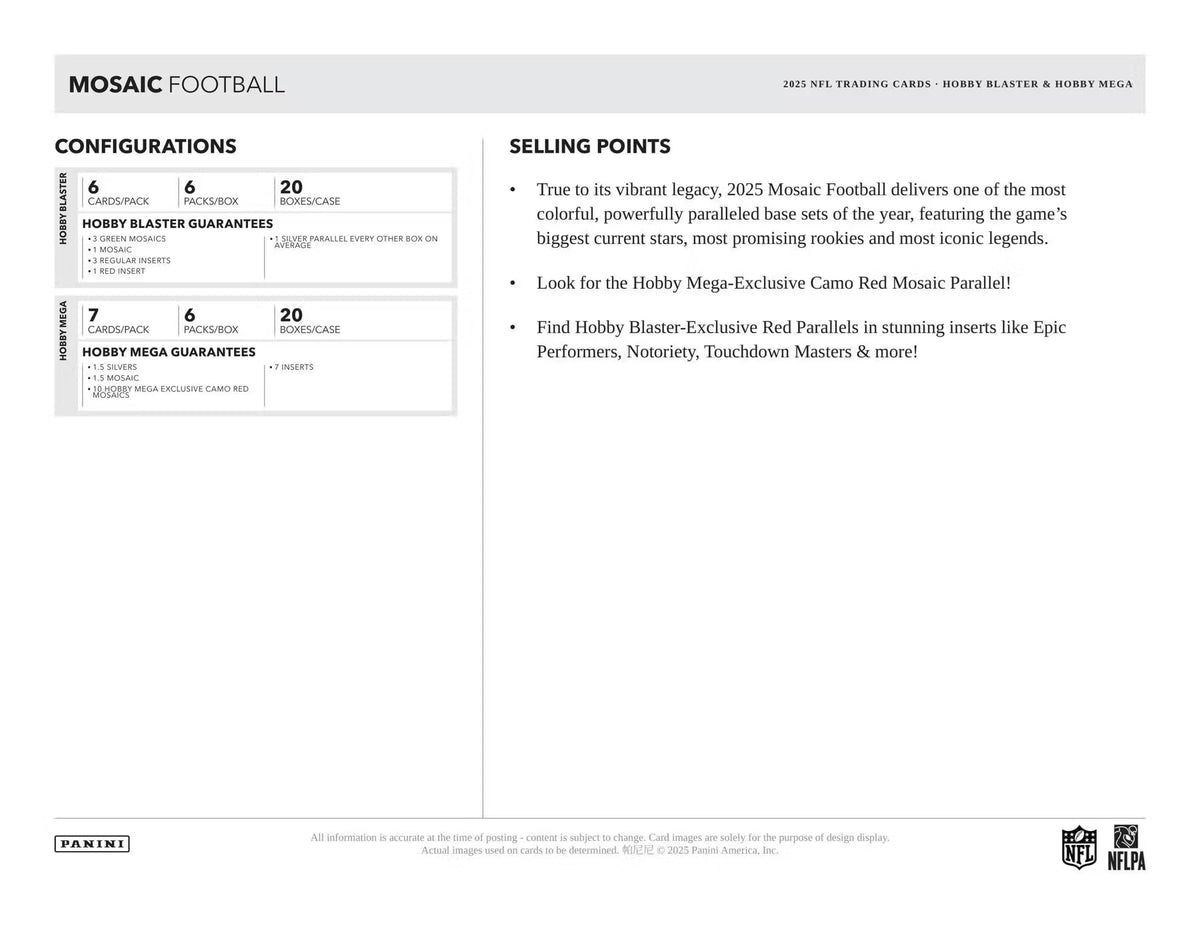 2025 Mosaic Football Trading Card Box Q604298