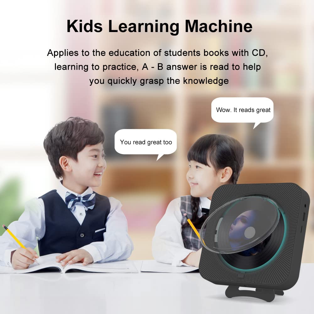 Portable CD Player with Bluetooth, Dual Speakers, LED Display, FM Radio, Black R88717