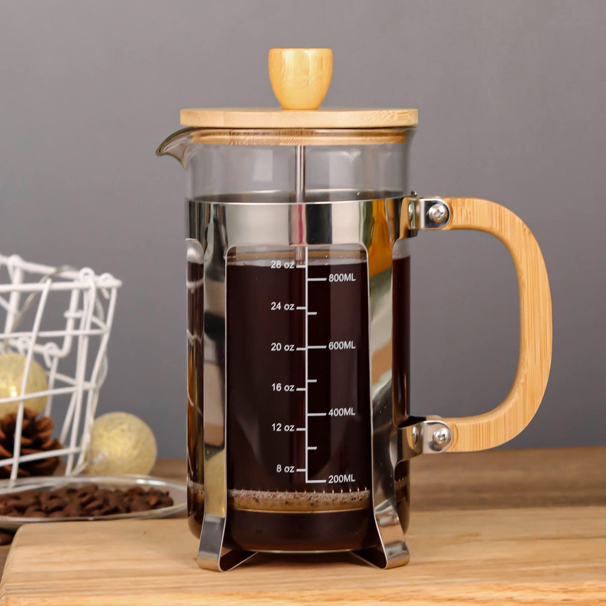 34 oz French Press Coffee Maker with Bamboo Lid D55921