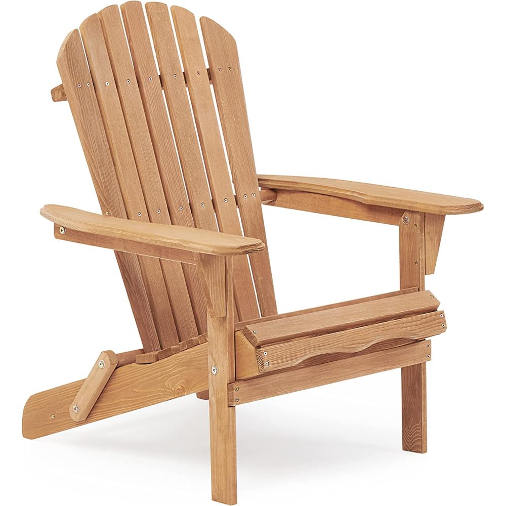 Solid Cedar Wood Folding Adirondack Chair Set of 2 W53861