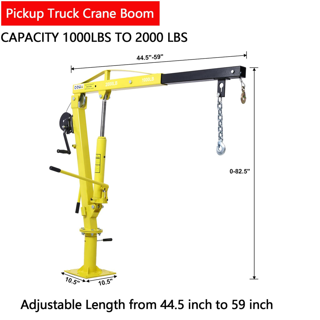 2000 lb Hydraulic Pickup Truck Crane with Hand Winch Y64435