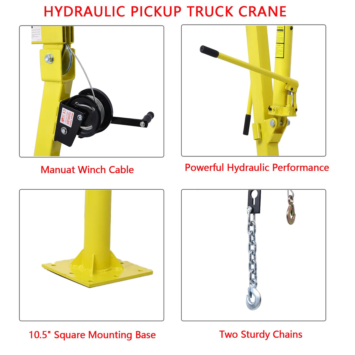 2000 lb Hydraulic Pickup Truck Crane with Hand Winch Y64435