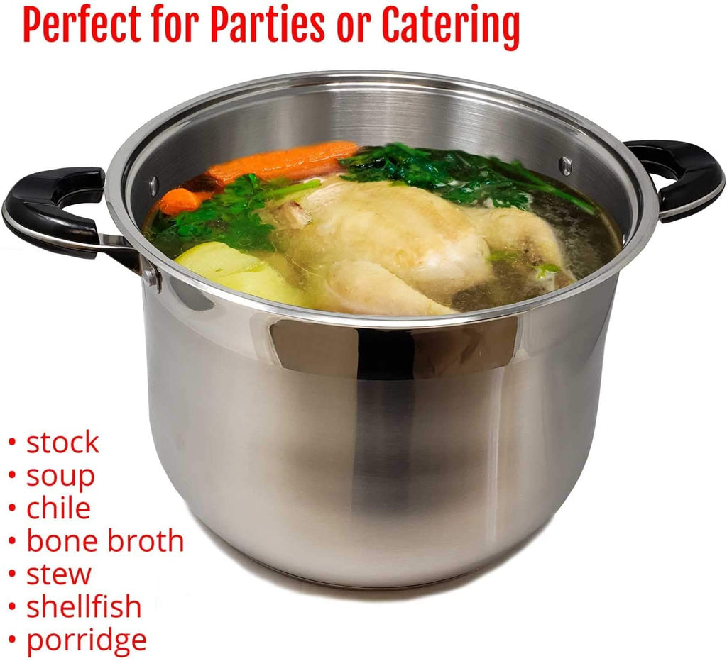 18/10 Stainless Steel 40 Quart Stockpot with Glass Lid W249925