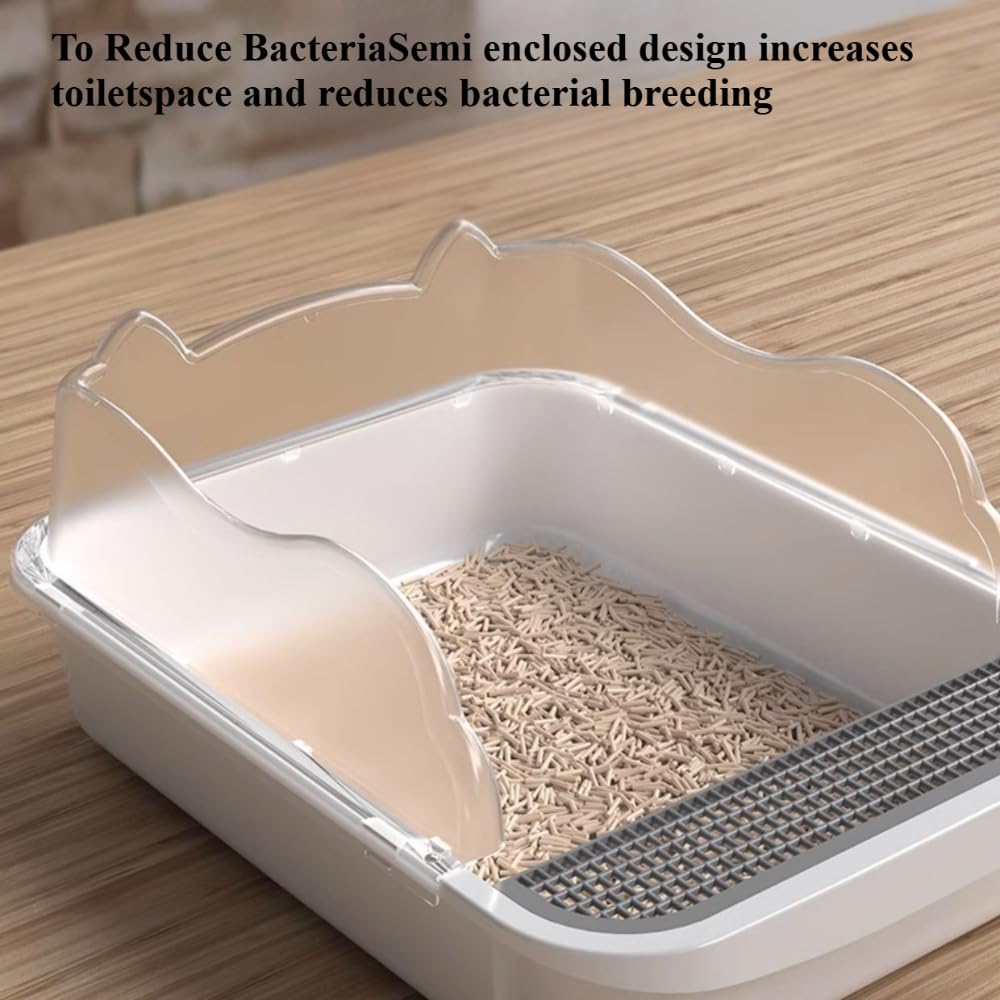 Open Top High Sided Cat Litter Box with Removable Tray and Scoop F526