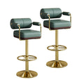 Set of 2 Green Adjustable PU Leather Bar Stools W25272