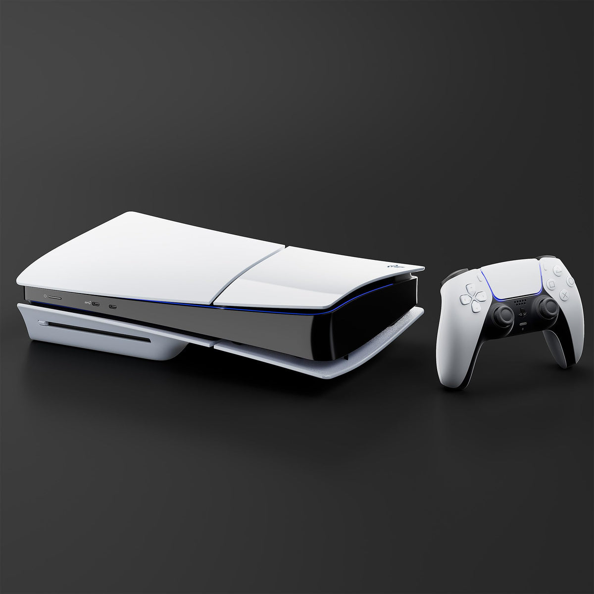 White PlayStation 5 Slim Disc 2TB SSD Console Bundle with Dual-Controller Charger T986904