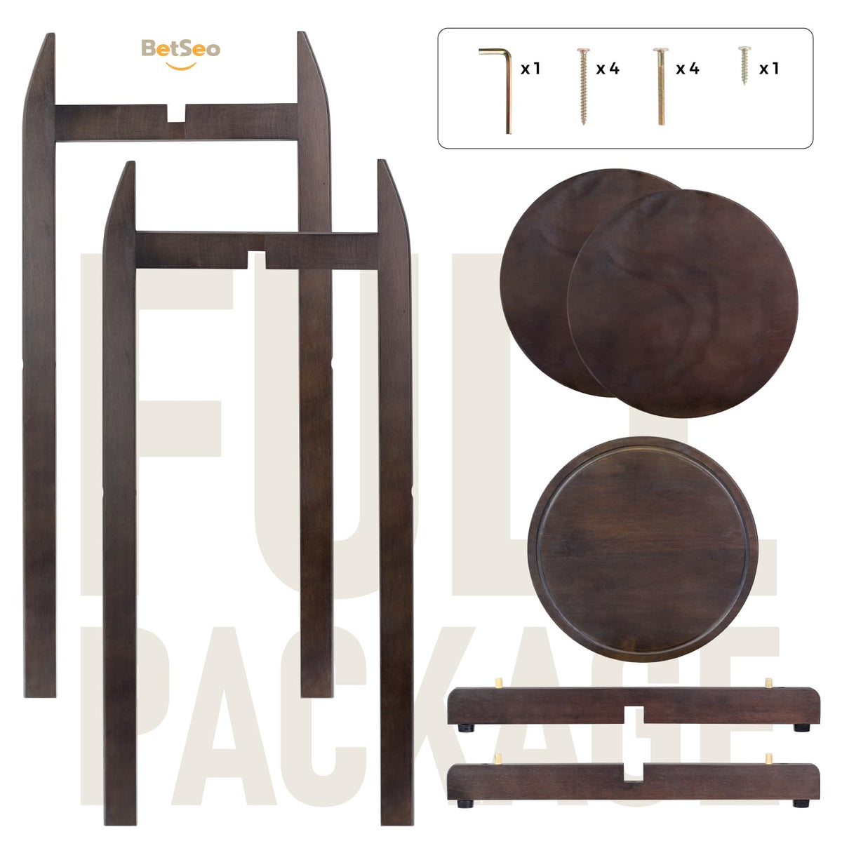 Solid Wood Water Dispenser Floor Stand with 3 Round Shelfs K5360