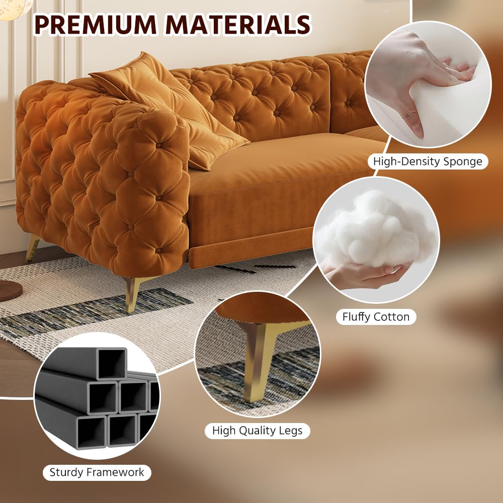 King Velvet Pull Out Sleeper Sofa with Ottoman A349187