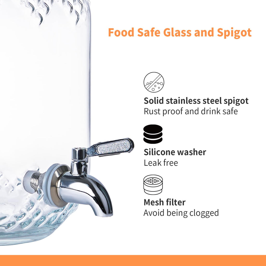1 Gallon Glass Beverage Dispenser with Stand and Fruit Infuser G596999