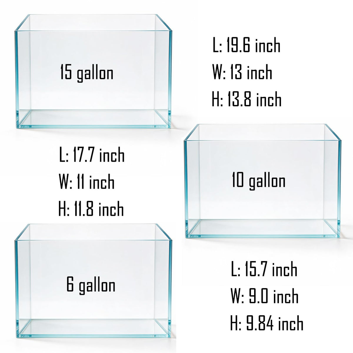 15 Gallon Ultra-Clear Rimless Glass Aquarium Fish Tank N4605