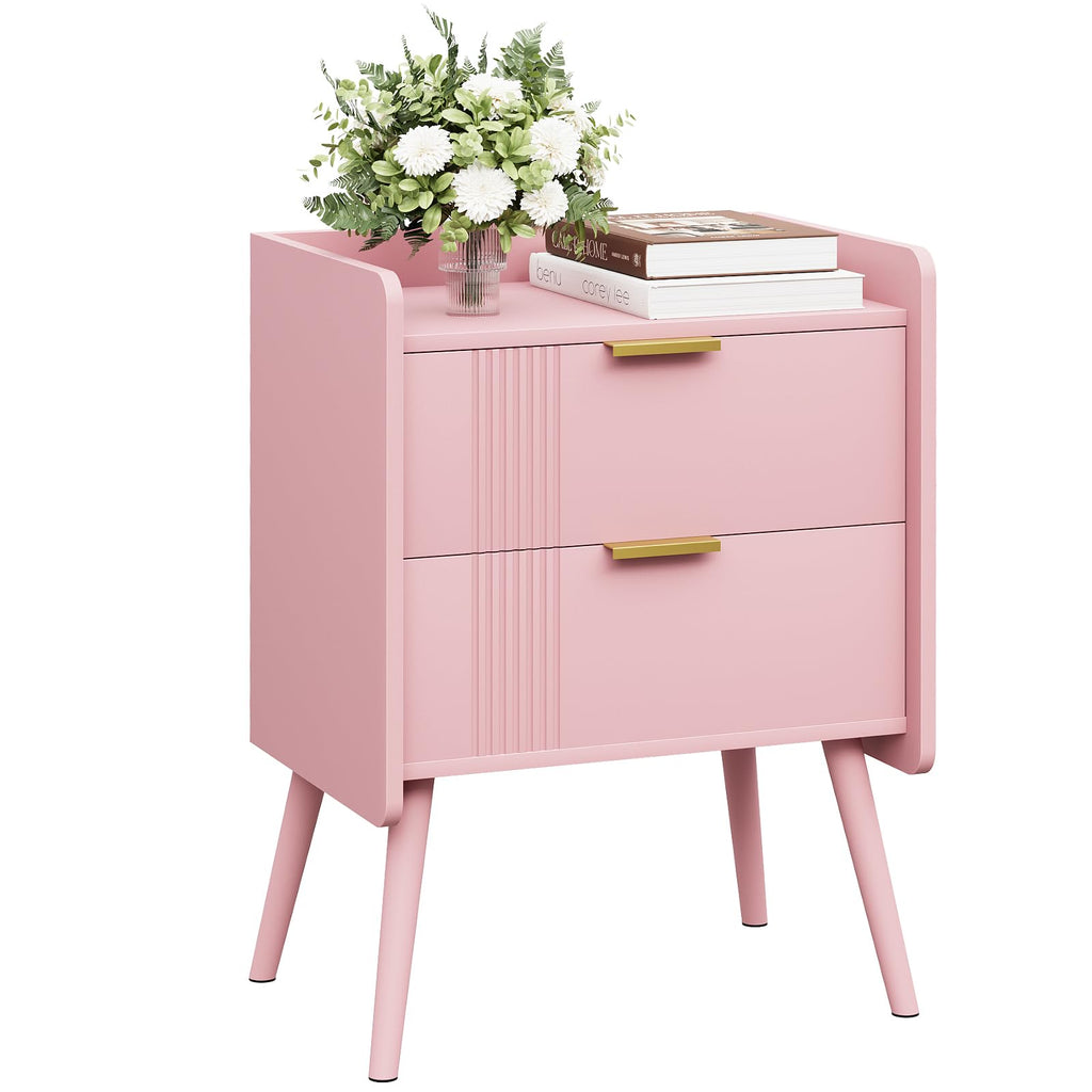 Pink 2 Drawer Wooden Nightstand G83231