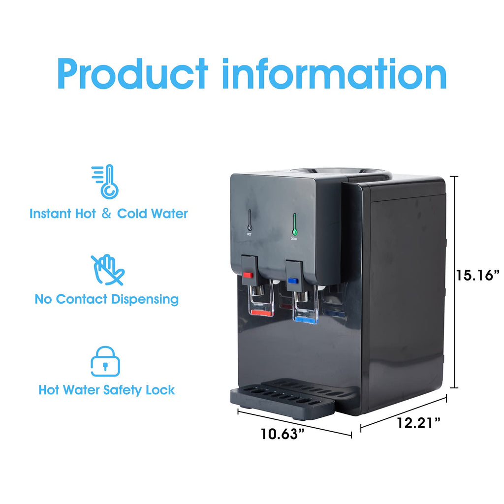 Top Loading Hot and Cold Water Cooler Dispenser, Black A545