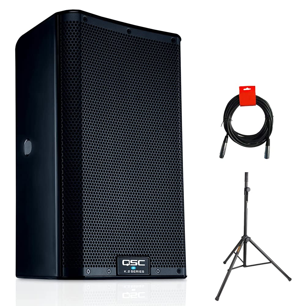 8" 2000W Powered Portable PA Speaker with Speaker Stand and XLR Cable E2618