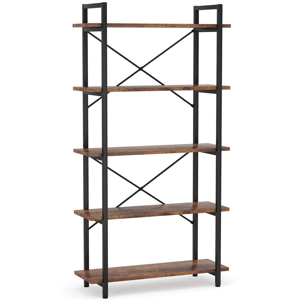 5 Tier Industrial Bookshelf with Metal Frame V702