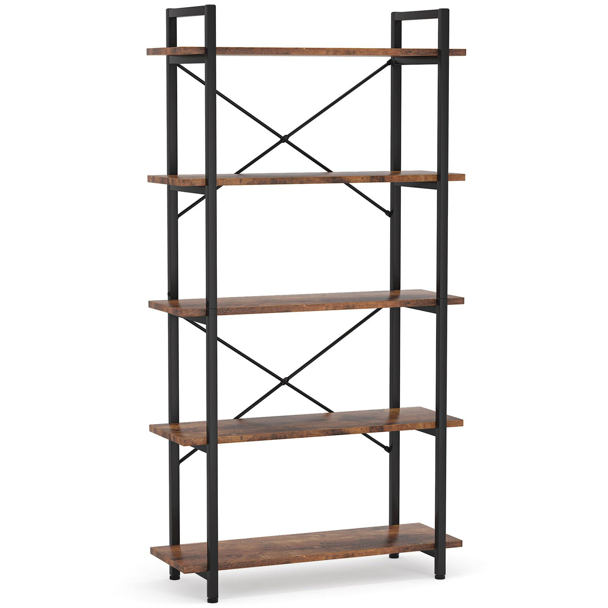 5 Tier Industrial Bookshelf with Metal Frame V702