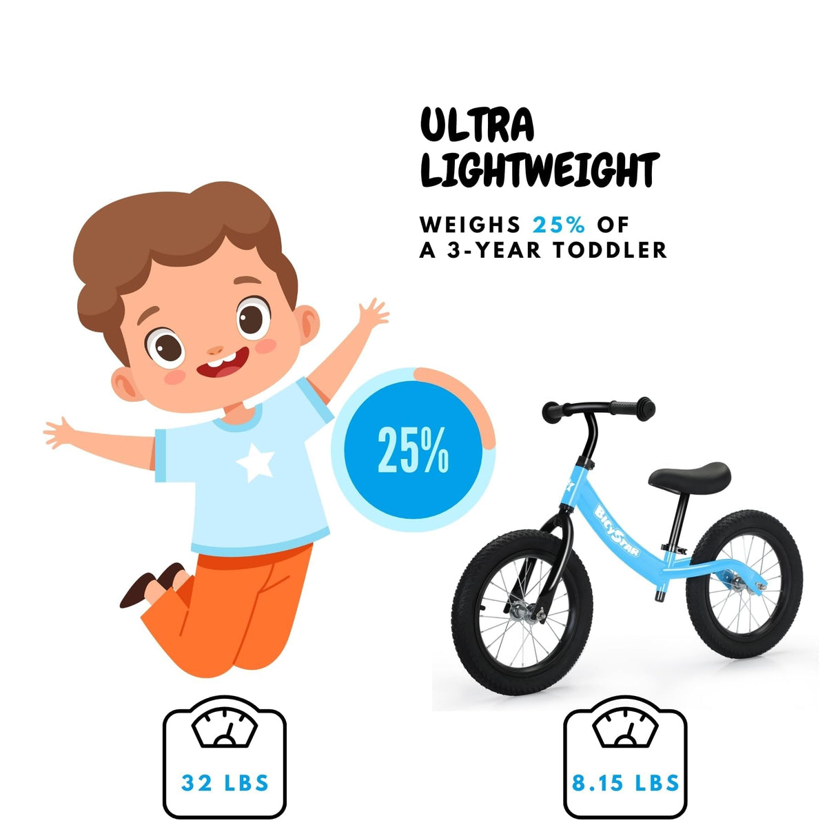 14 Inch Balance Bike with Rubber Air Tires G36662