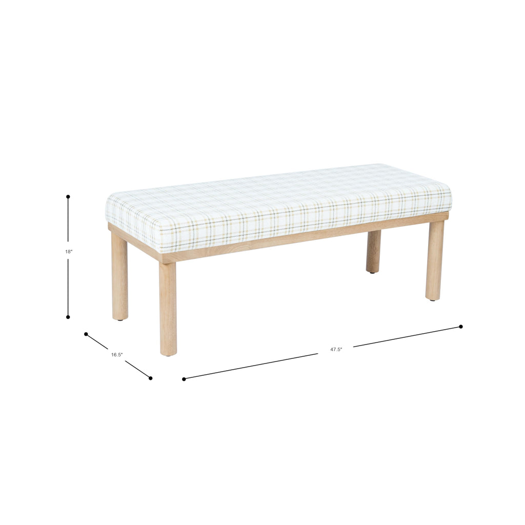 Natural Plaid Woven Fabric Bench H435189