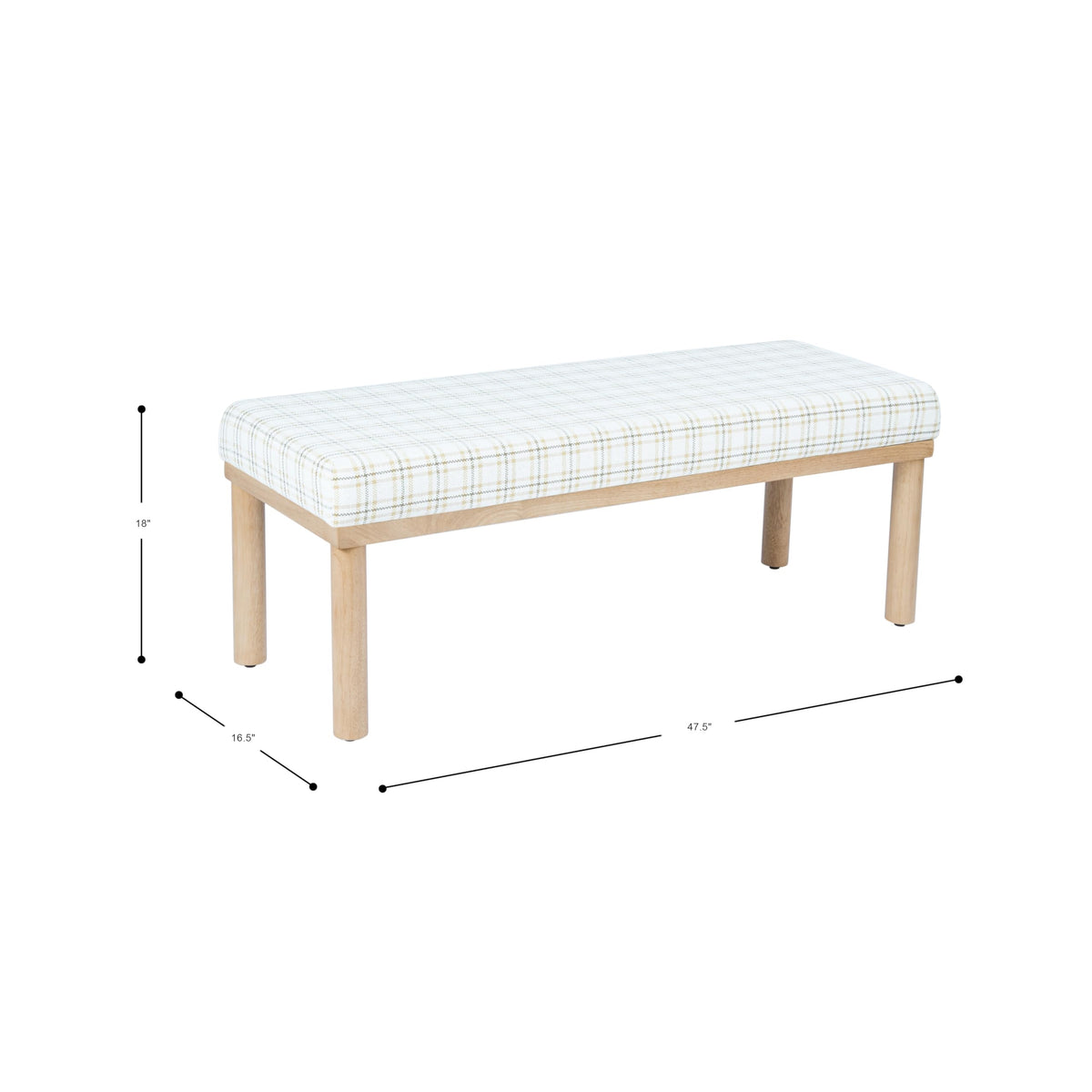 Natural Plaid Woven Fabric Bench H435189