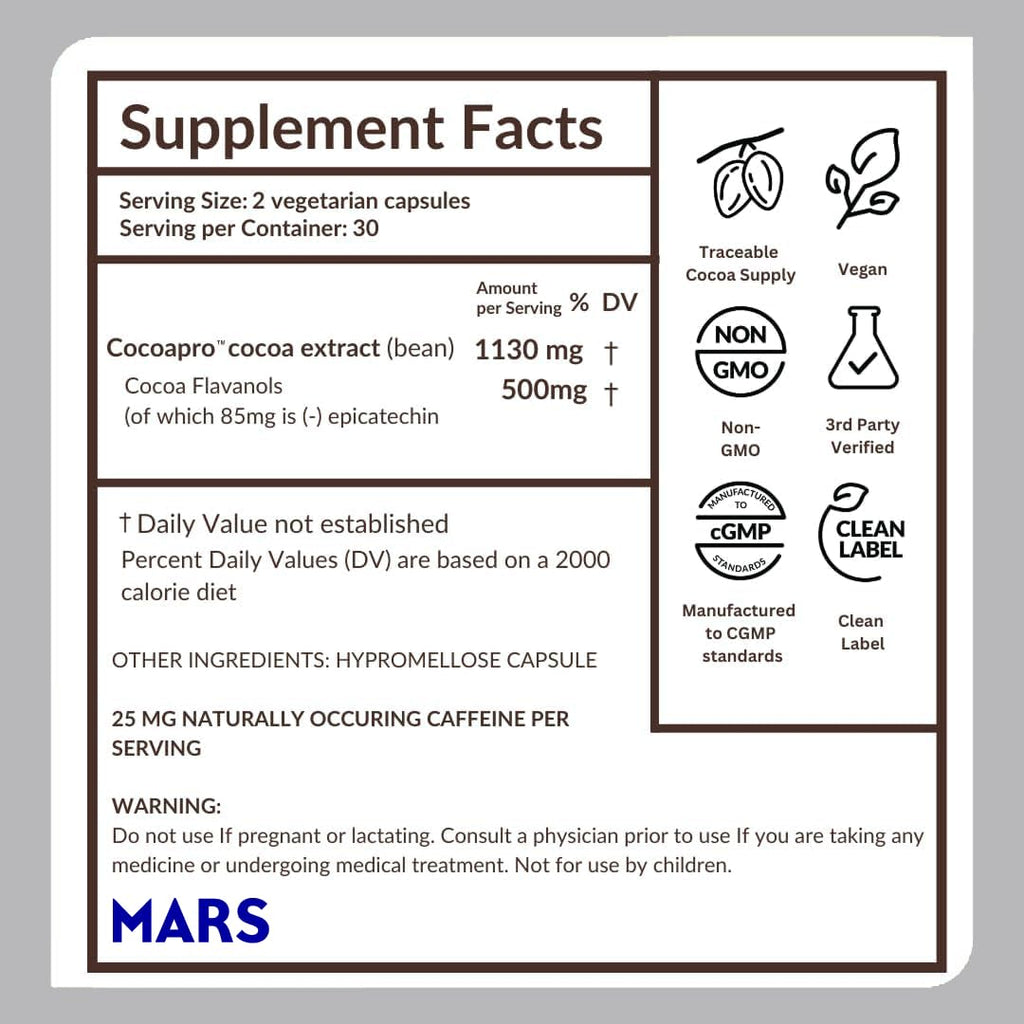500mg High Flavanol Cocoa Supplement 60 Capsules P322984