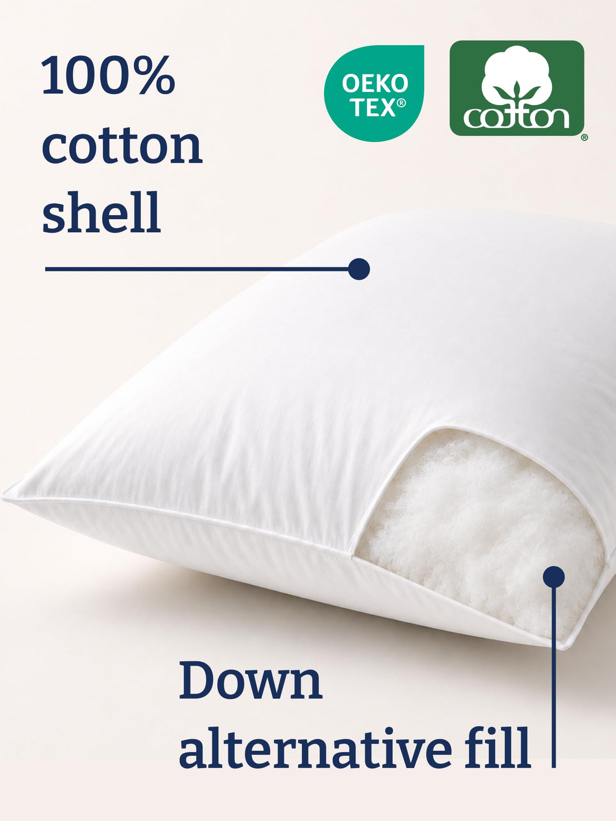 100% Cotton King Size Bed Pillows Set of 2 White P3492