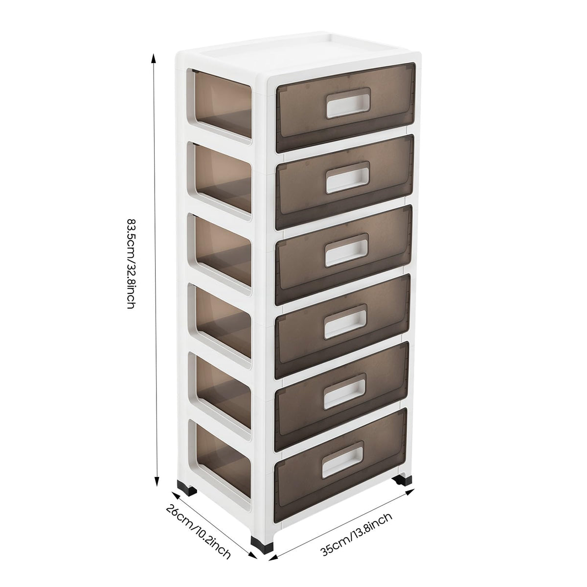 6-Tier Clear Plastic Storage Organizer Cart with Wheels S888120