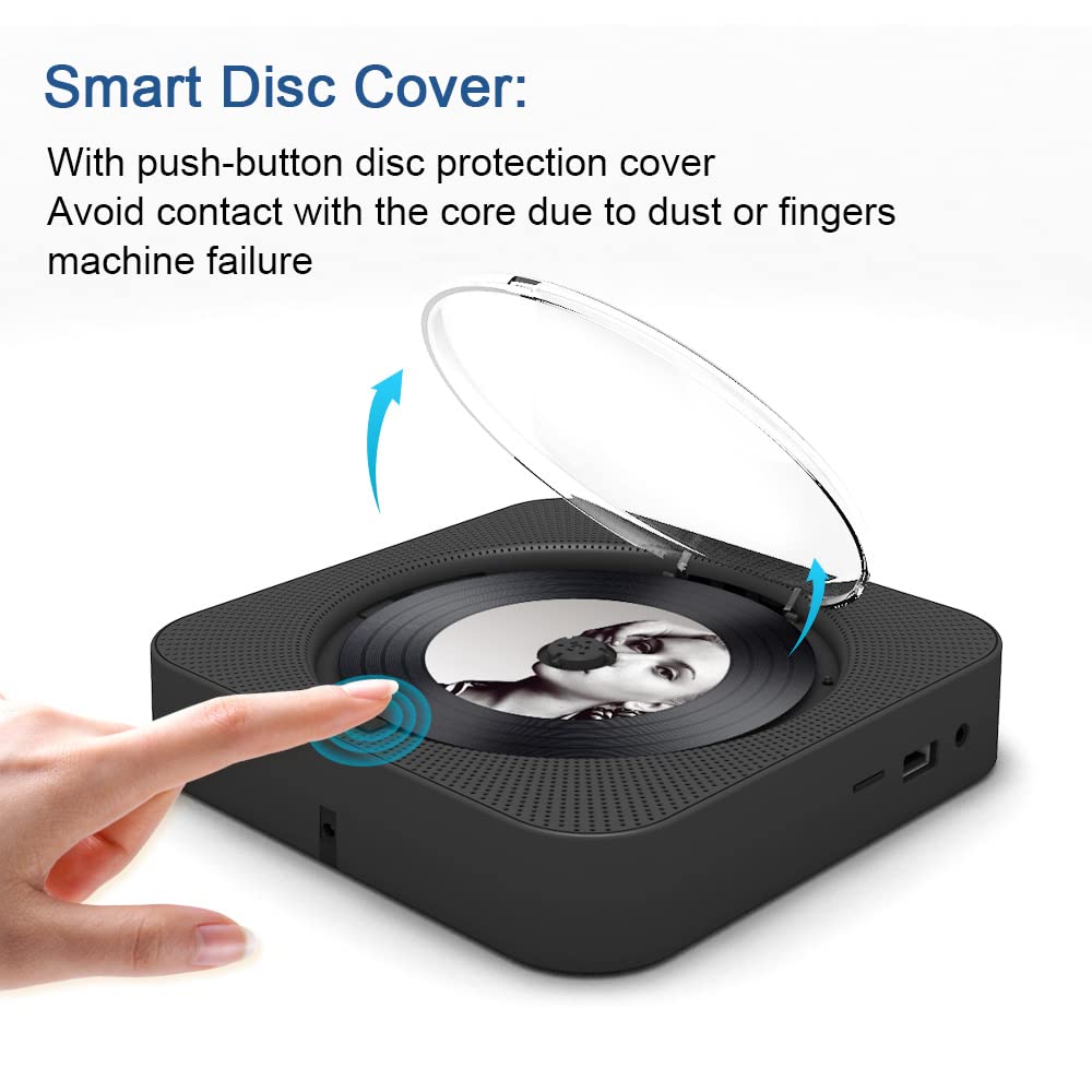 Portable CD Player with Bluetooth, Dual Speakers, LED Display, FM Radio, Black R88717