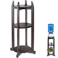 Solid Wood Water Dispenser Floor Stand with 3 Round Shelfs K5360