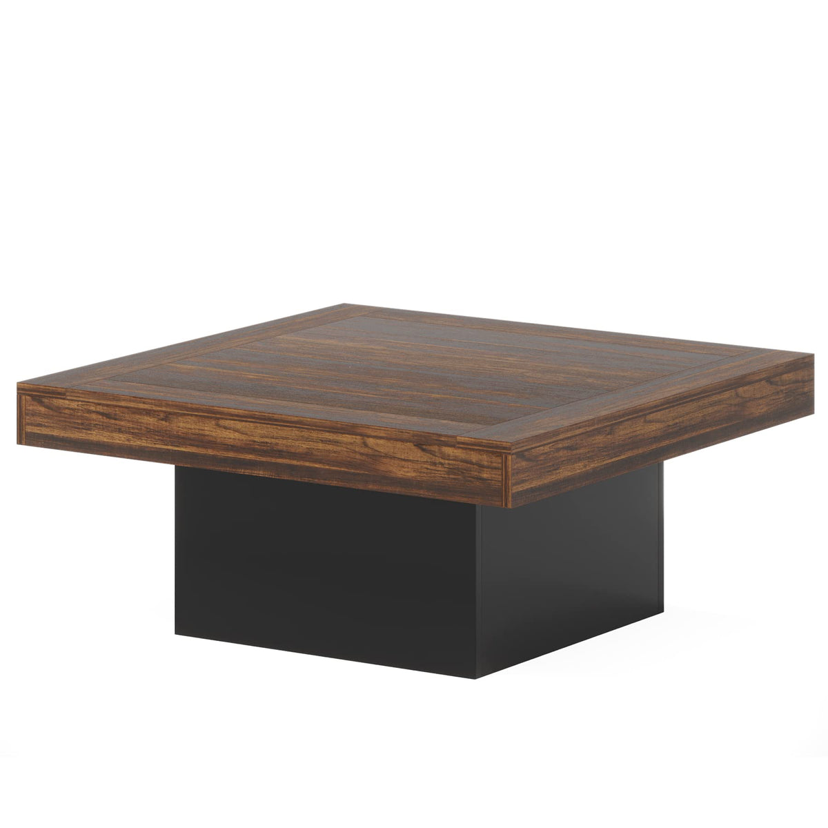 35.4-Inch Square Wood Coffee Table with LED Light X700251