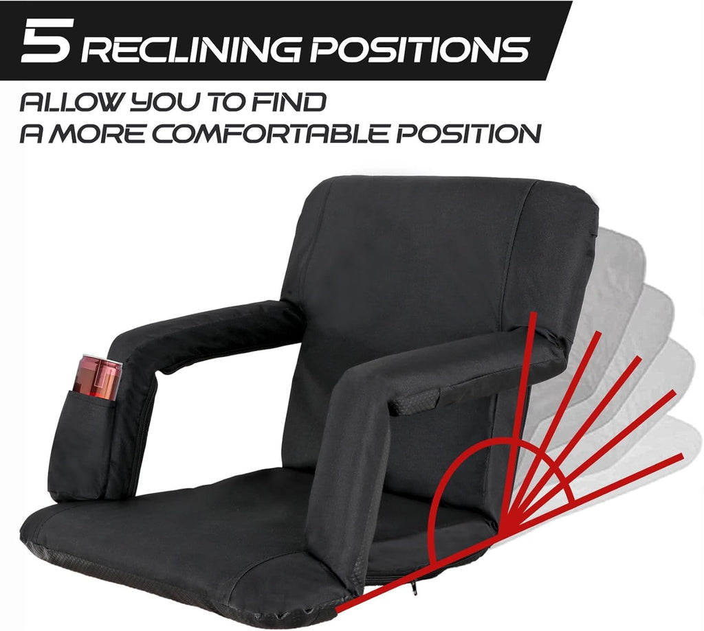 21" 25" Wide Padded Stadium Seat Chair with Back Support and Arms J474903