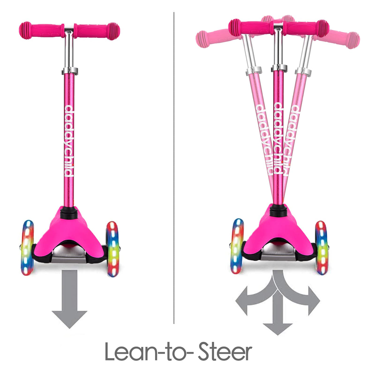 3-Wheel Kick Scooter with Light Up Wheels, 4 Adjustable Heights, Foldable O708