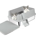 Stainless Steel Cat Litter Box with High Sides, Litter Mat, Scoop J6822