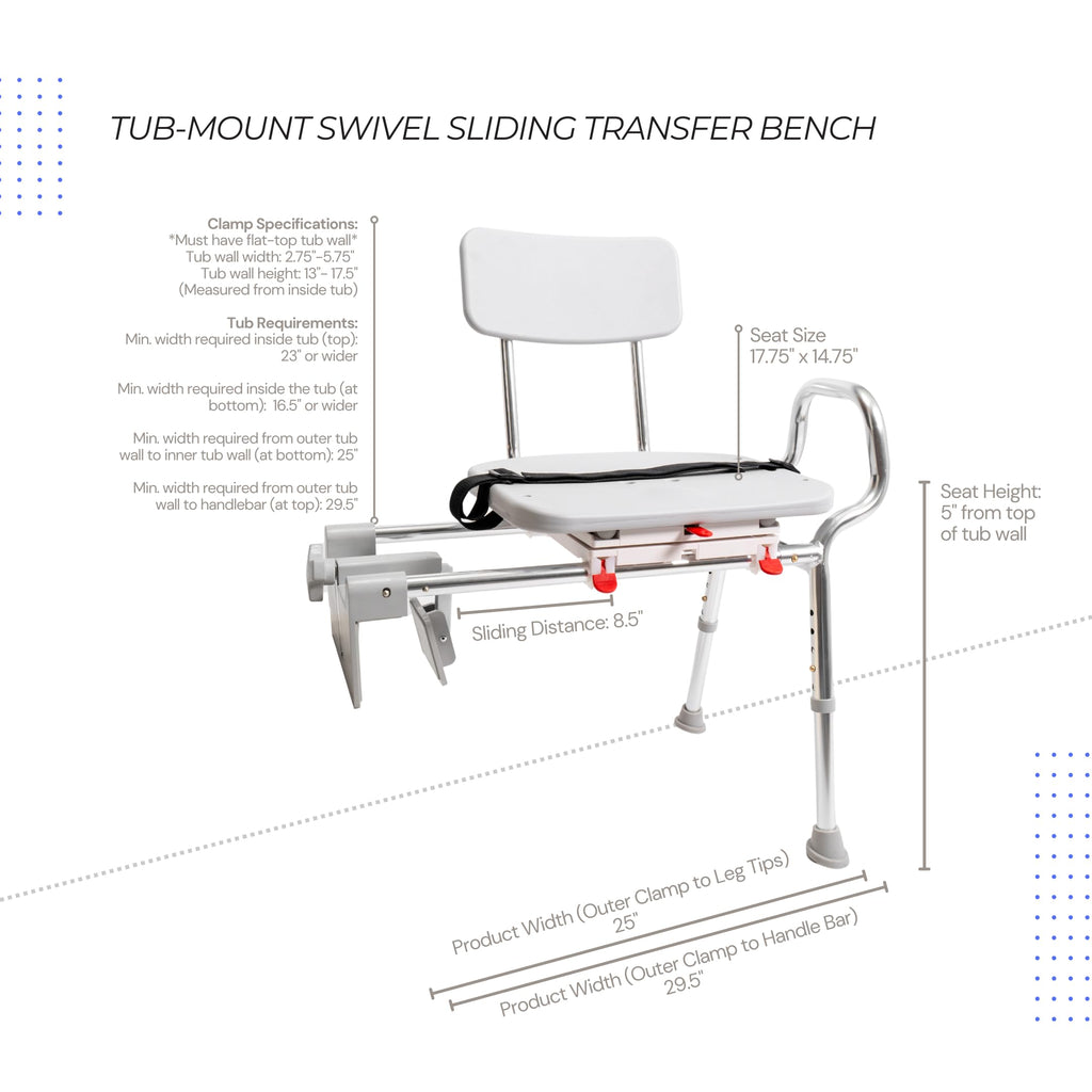 Sliding Tub Transfer Bench with Swivel Seat P91075