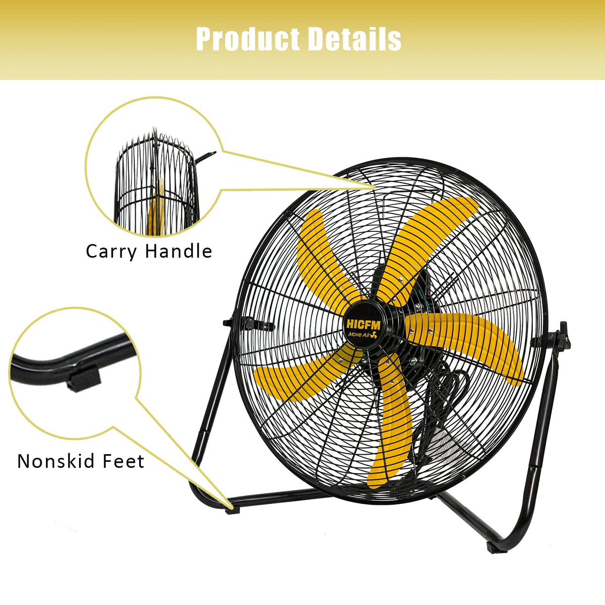 2 Pcs 20-inch 5300 CFM High Velocity Metal Floor Fan Q83196