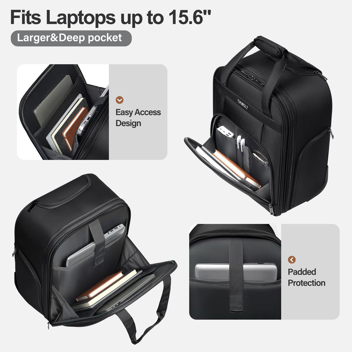 16-Inch Underseat Carry on Luggage with Wheels Black Q36138