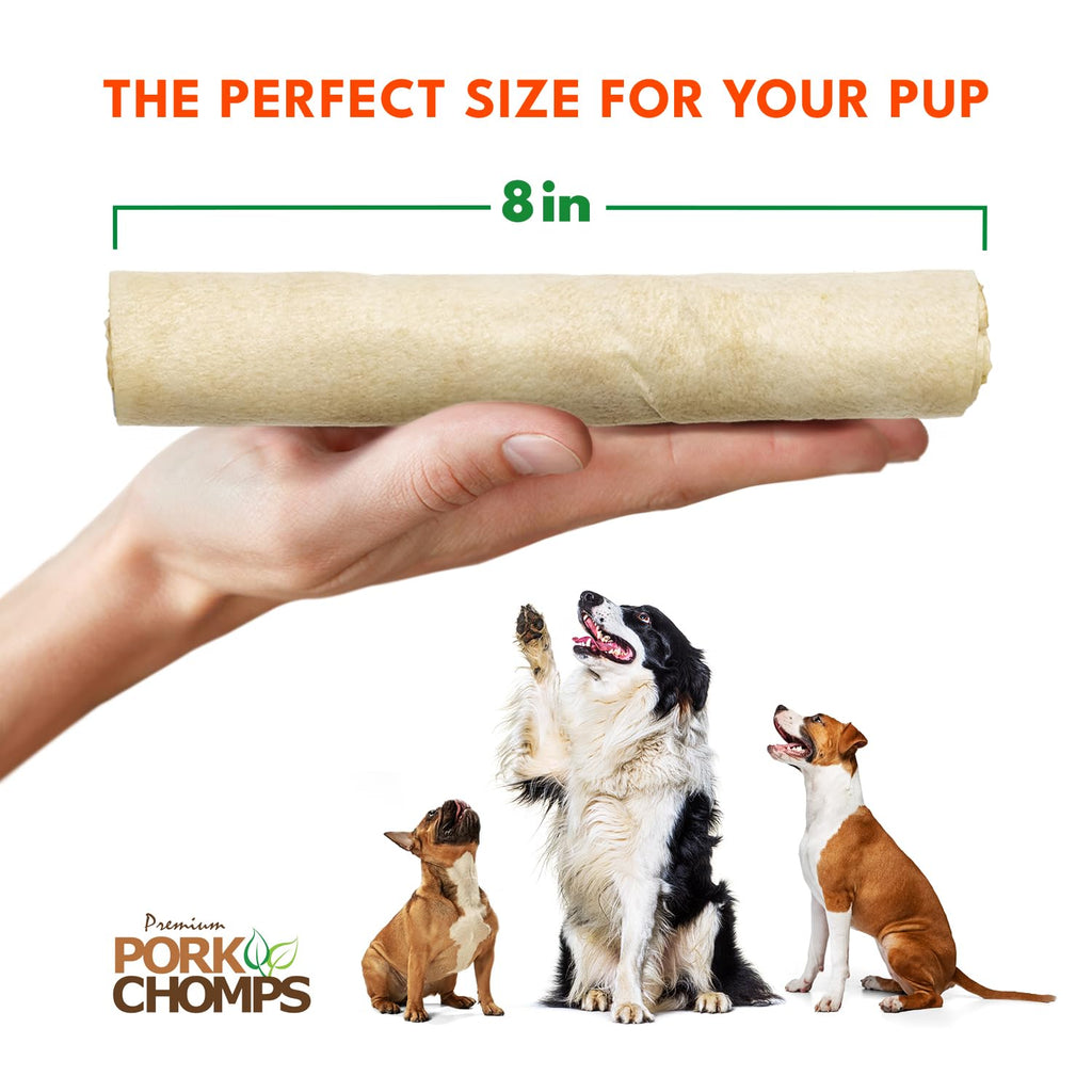 Pork Skin Dog Chews, 8in Rolls, 18ct P6617
