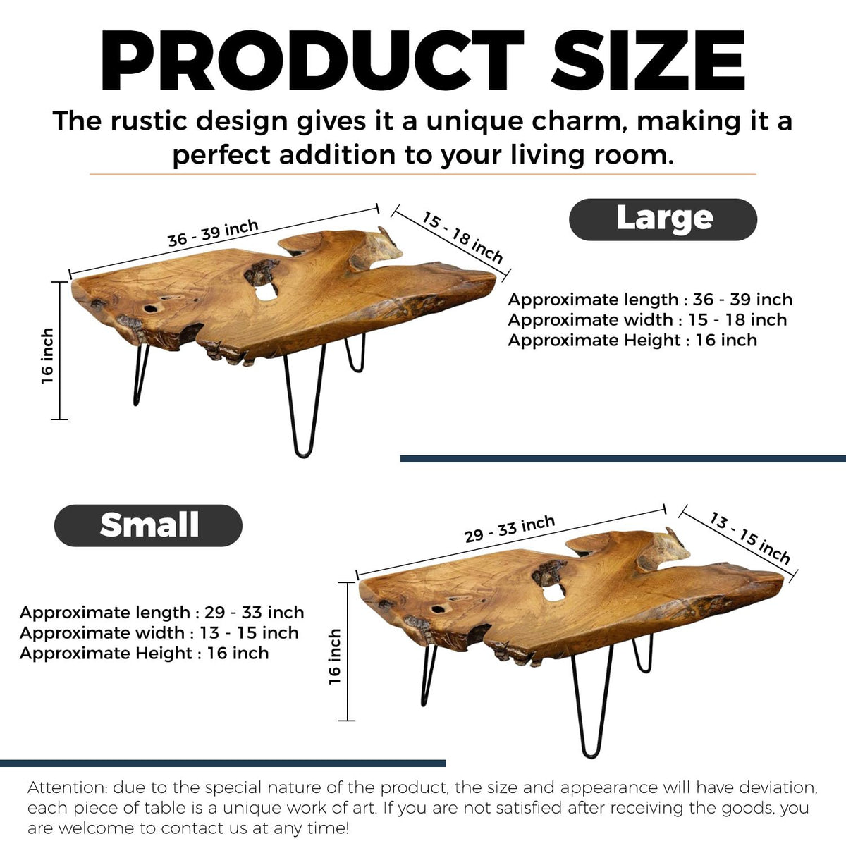 Live Edge Natural Wood Coffee Table B165