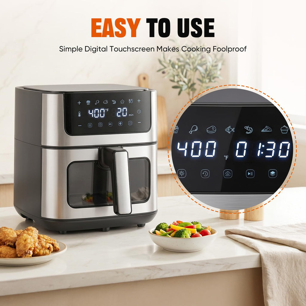 8-in-1 Air Fryer 6 Quarts with Presets and Window V4562